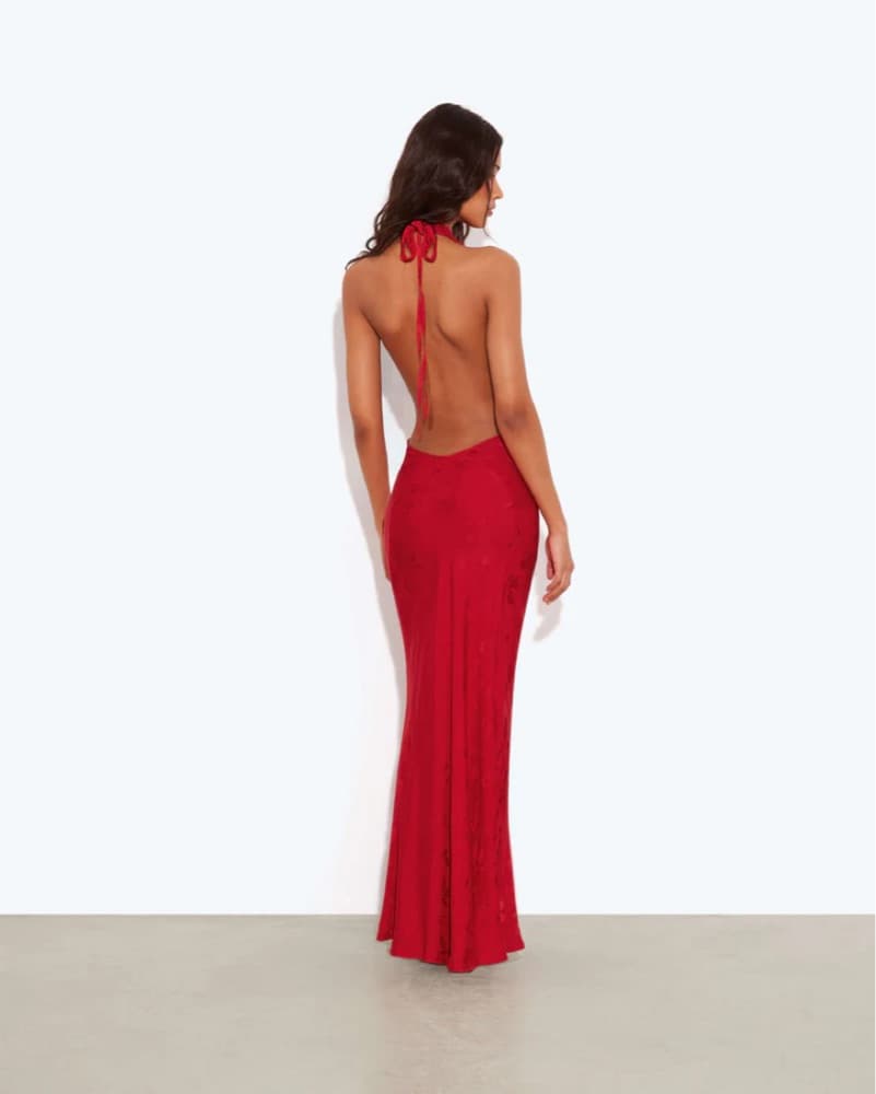 Rat & Boa Red Halter Gown - Image 2