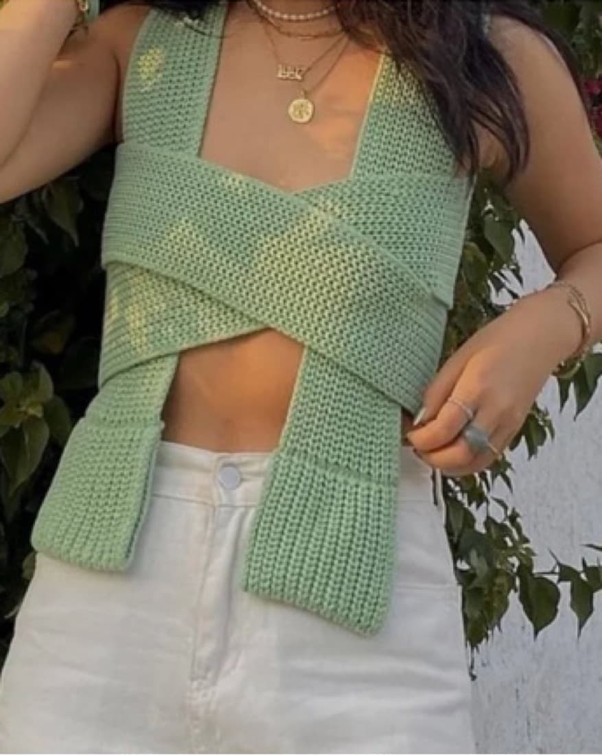 Simonett Spring Green Knit Wrap Top - Image 5