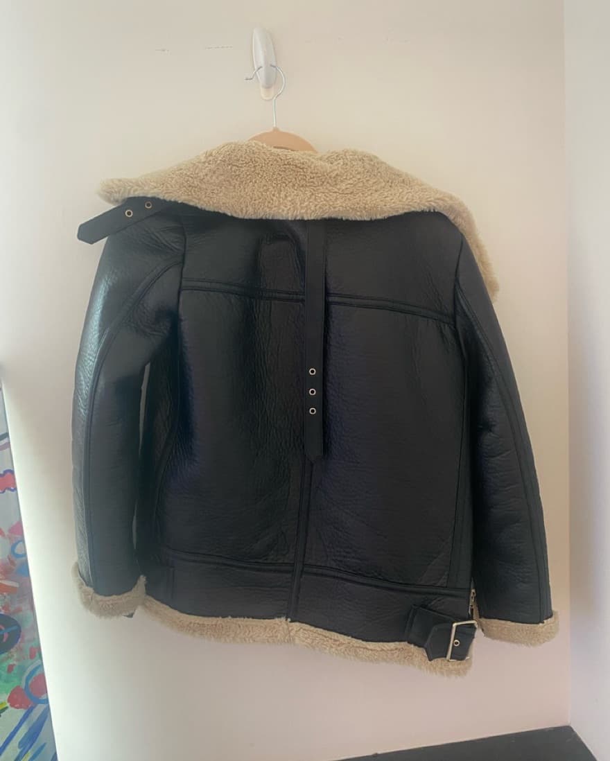Zara Oversized Faux Fur Leather Jacket - Image 4