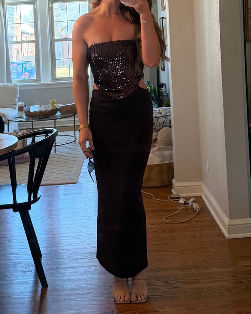 Sequin Cut-Out Combination Dress - Image 4