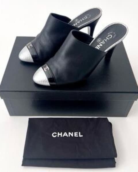 Chanel Leather Mule Heels | 38 - Image 1