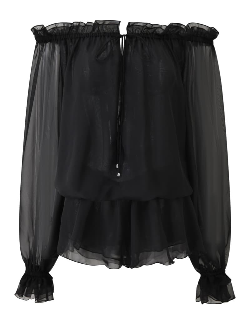 Chic Off-the-Shoulder Black Dress - Image 3