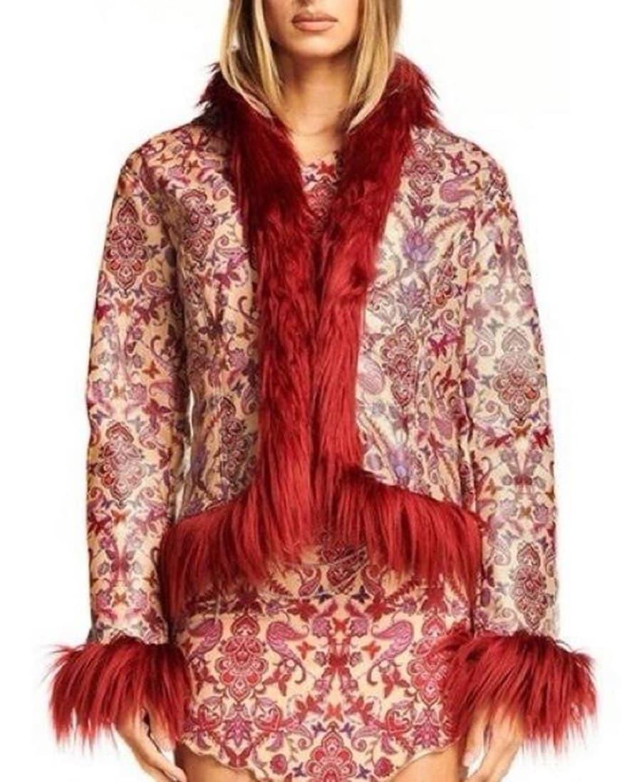 I.AM.GIA red faux fur trim jacket  - Image 1