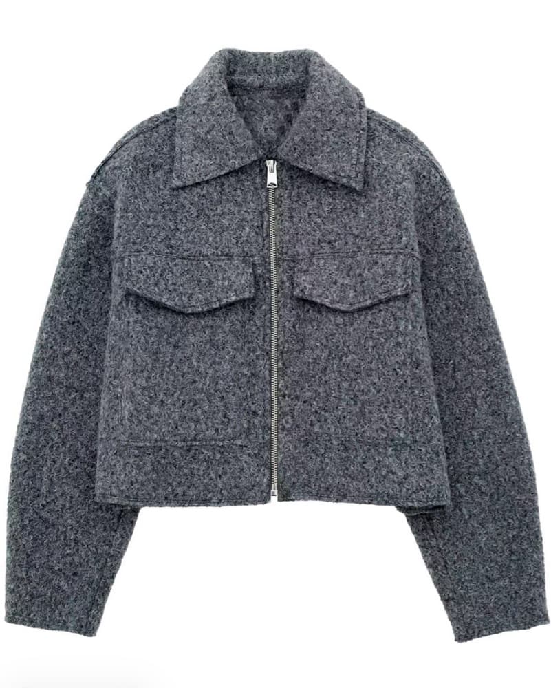 Cozy Gray Zip-Up Jacket - Image 1