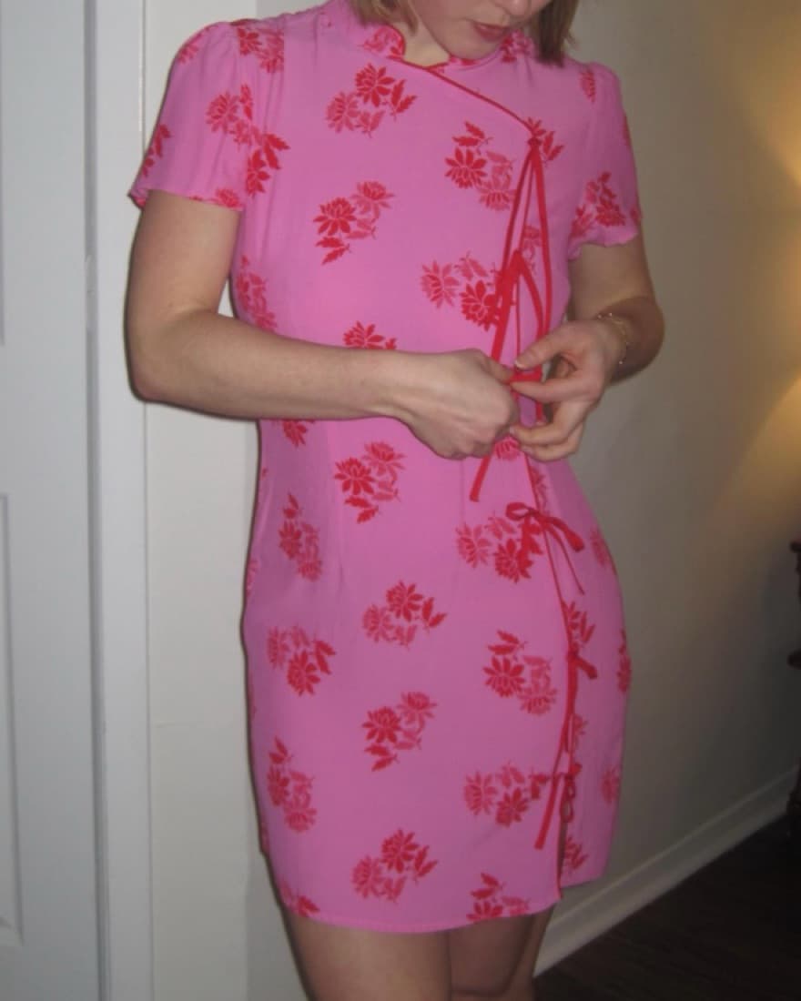 Pink Floral Mini Dress - Image 1