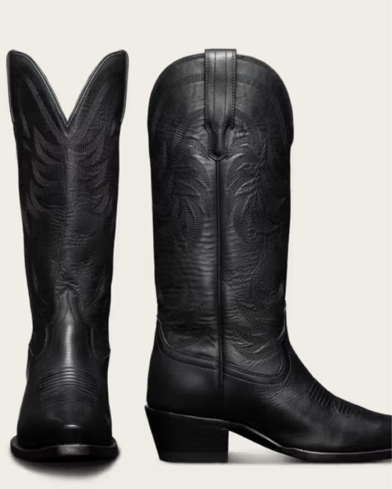 Black Leather Cowboy Boots sz 8.5 - Image 1