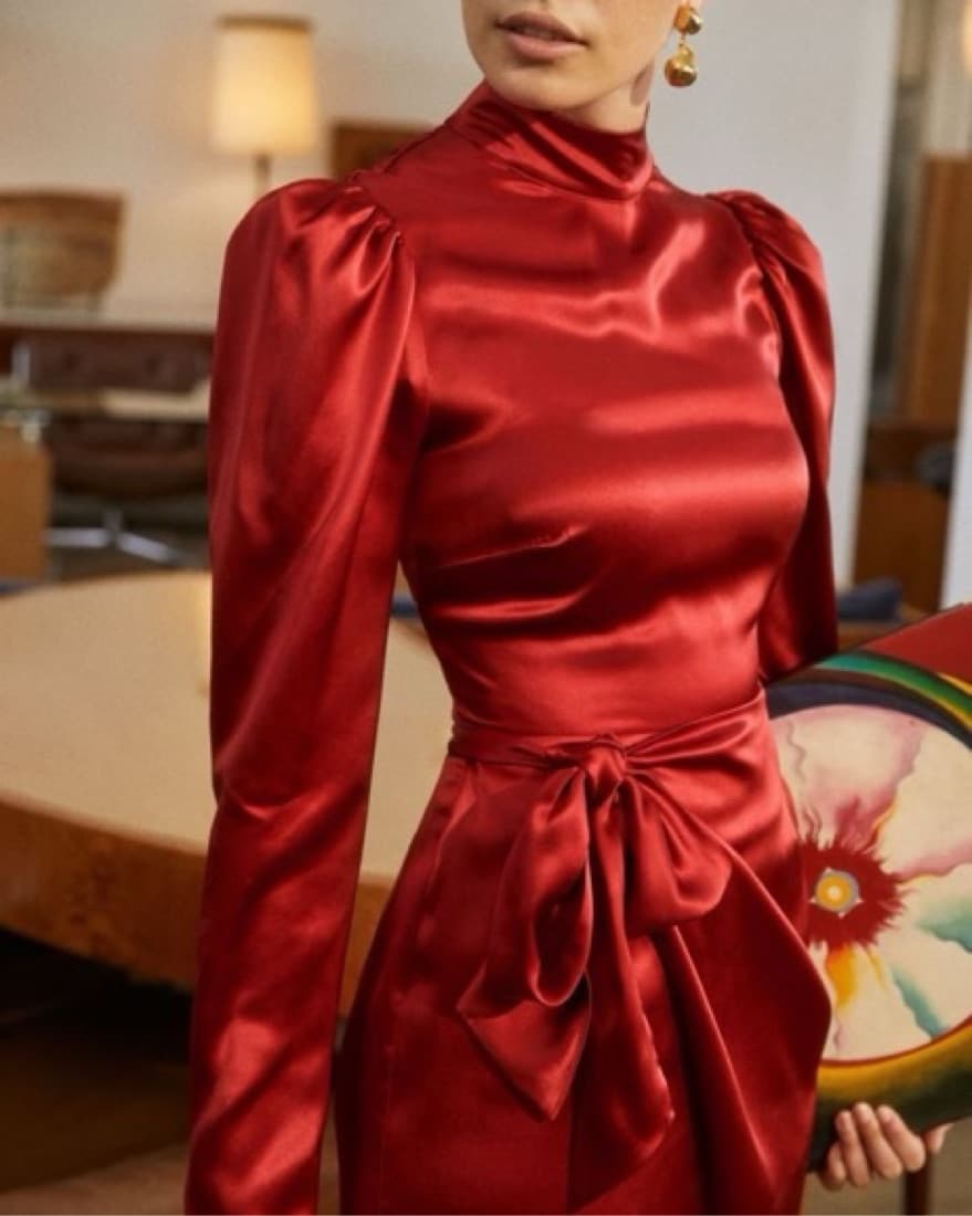 Reformation Red Silk Mini Dress 2 - Image 3