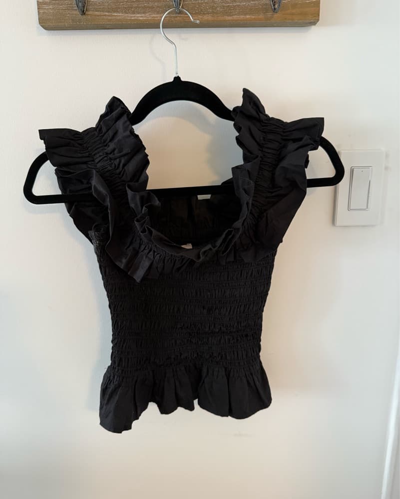 Ganni Ruffled Black Blouse - Image 2