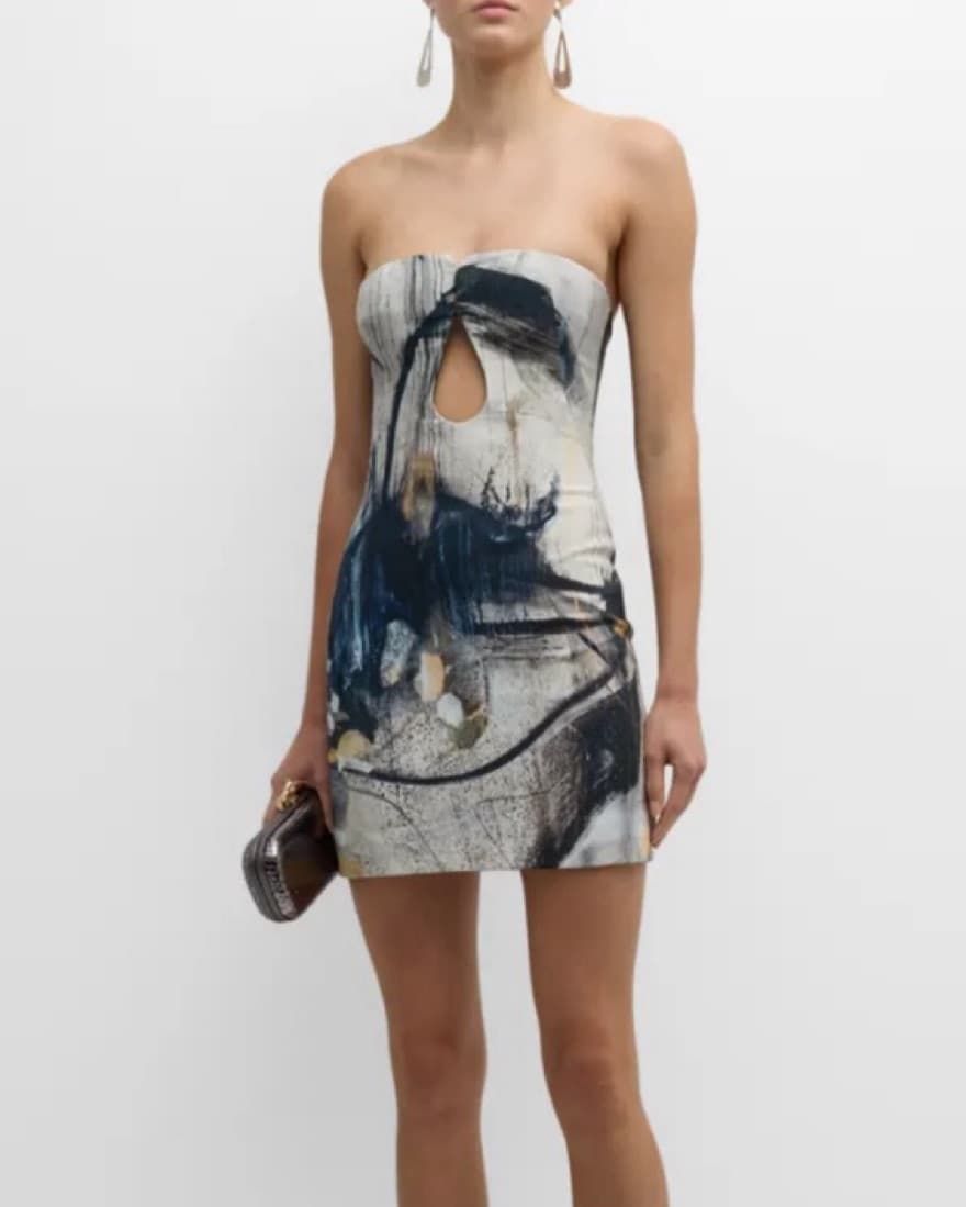 Printed Strapless Dress - Image 2