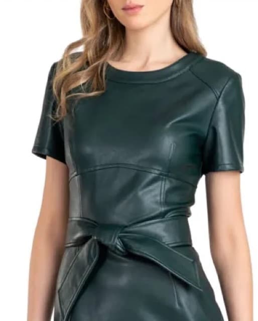 rhonda belted faux leather sheath dress - Image 2