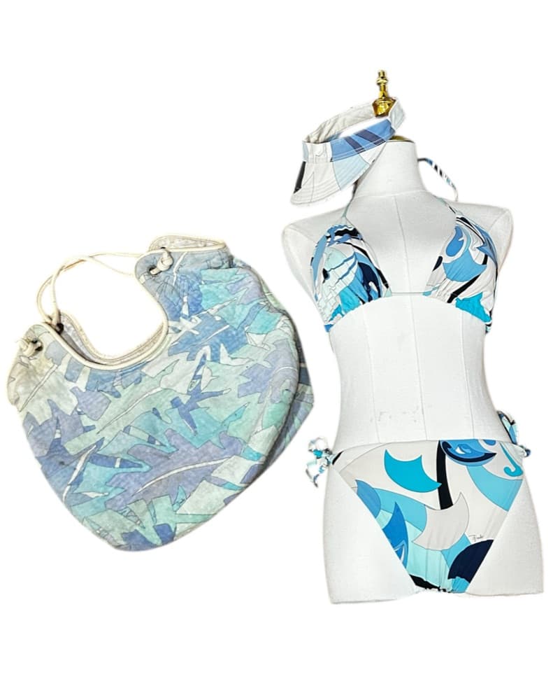 4 PIECE SET PUCCI BIKINI + BAG + HAT - Image 1