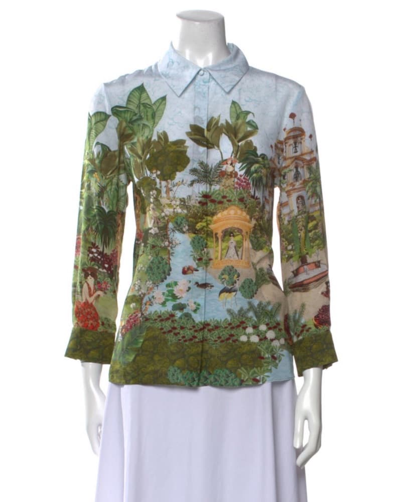 Alice + Olivia Silk Button-Up Top - Image 1