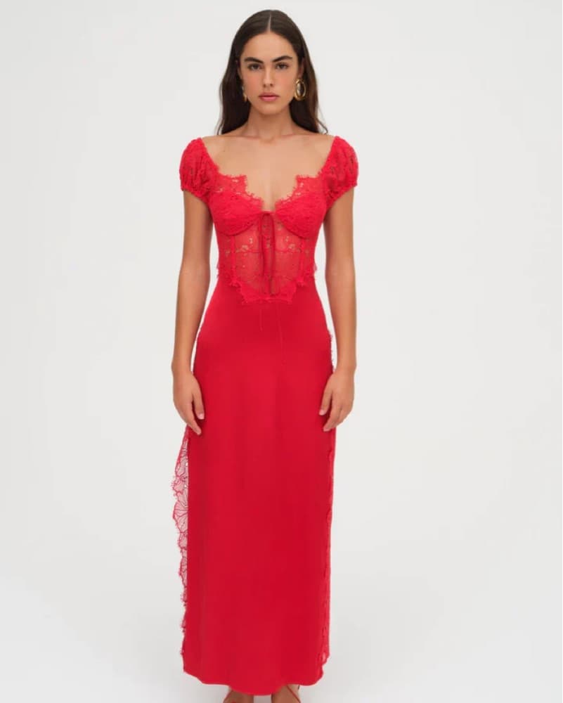 For Love And Lemons Casey Maxi Dress Red - Image 1