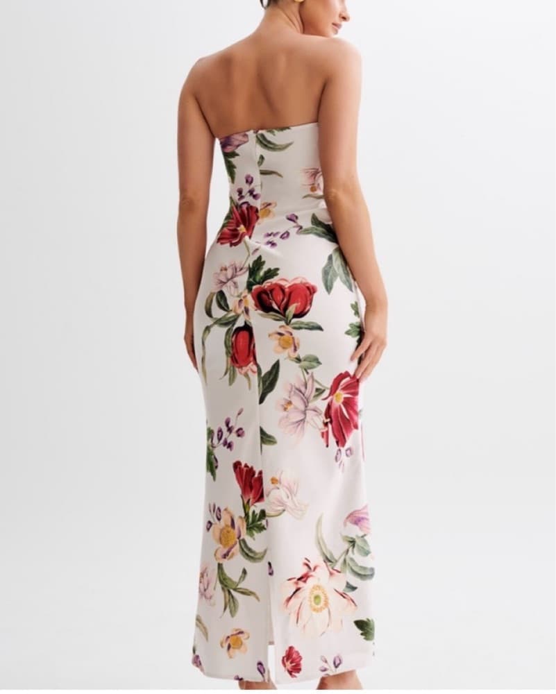 Meshki Strapless Floral Dress SMALL - Image 4