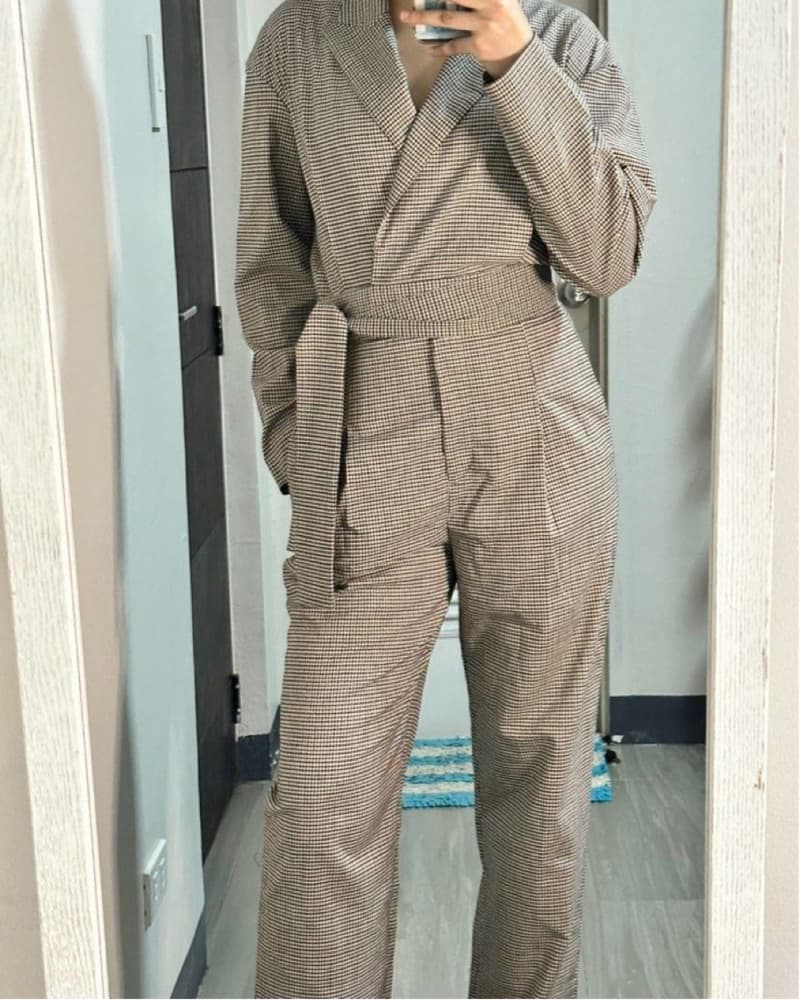 Checkered Wrap Jumpsuit - Image 2