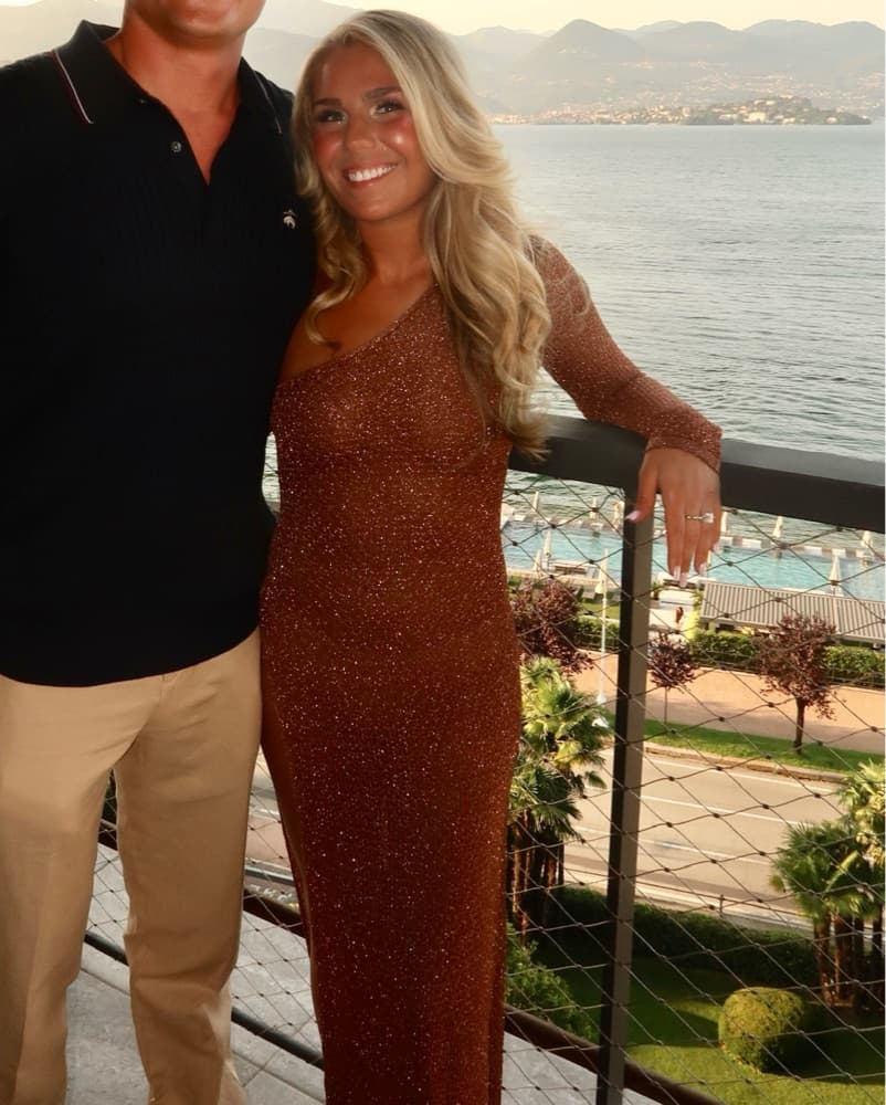 Palermo Bronze Brown Ribbed Knit One-Shoulder Maxi Dress - Image 3