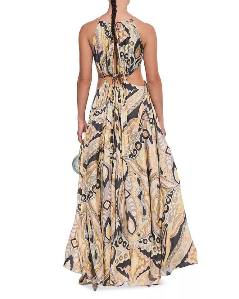 Cult Gaia Printed Aphrodite Halter Gown  - Image 4