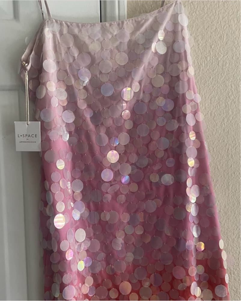 Iridescent Sequin Pink Ombre Mini Dress - Image 3