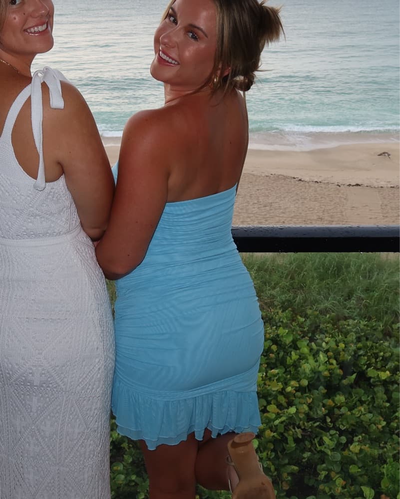 Ginevra Ruched Mini Dress In Blue - Image 3