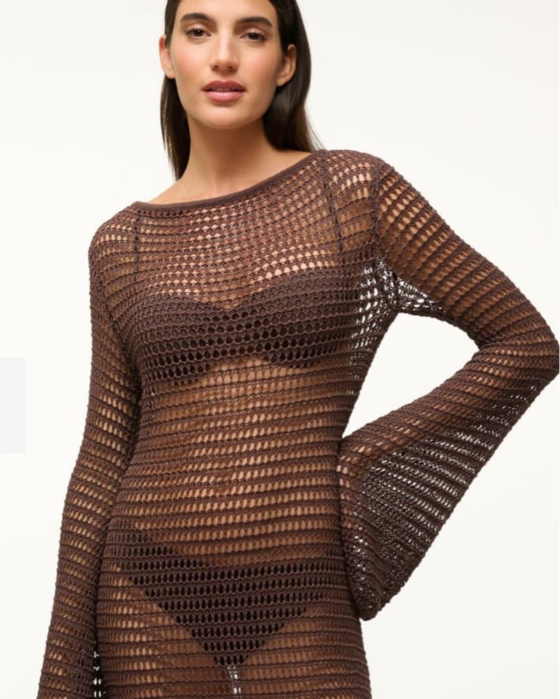 STAUD Brown Crochet Dress - Image 3