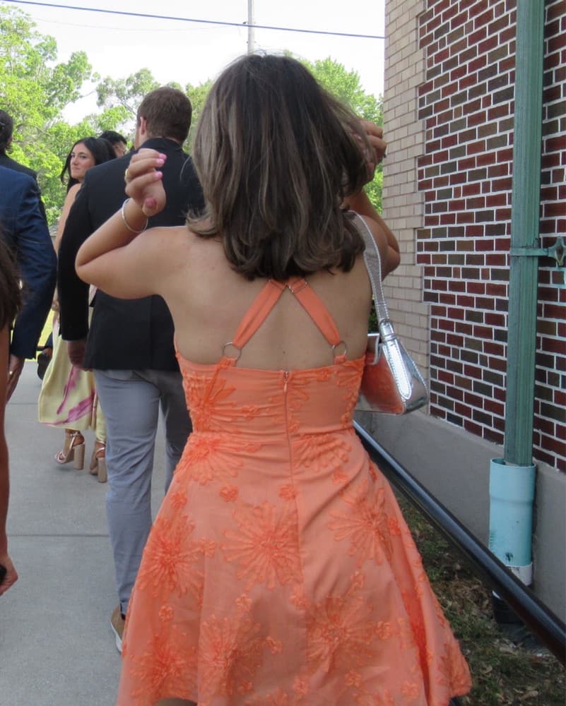 Light Orange Embroidered Mini Dress  - Image 2