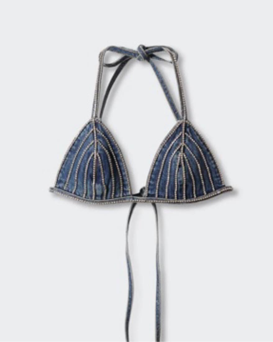 Rhinestone denim top - Image 1