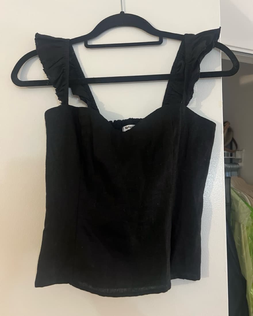 Reformation Black Linen Tank - Image 4
