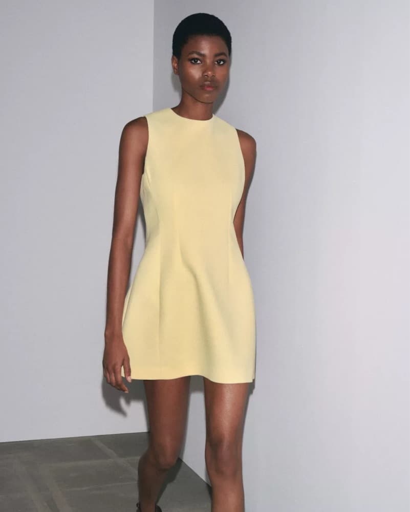 Yellow High Neck Mini Dress - Image 2