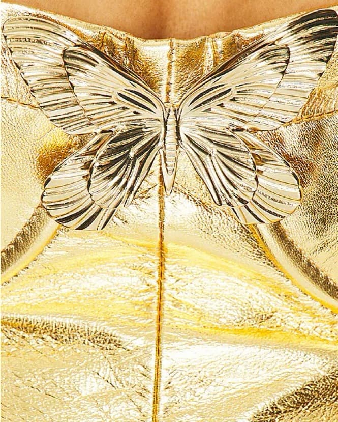 Blumarine Gold Midi Butterfly Dress - Image 4
