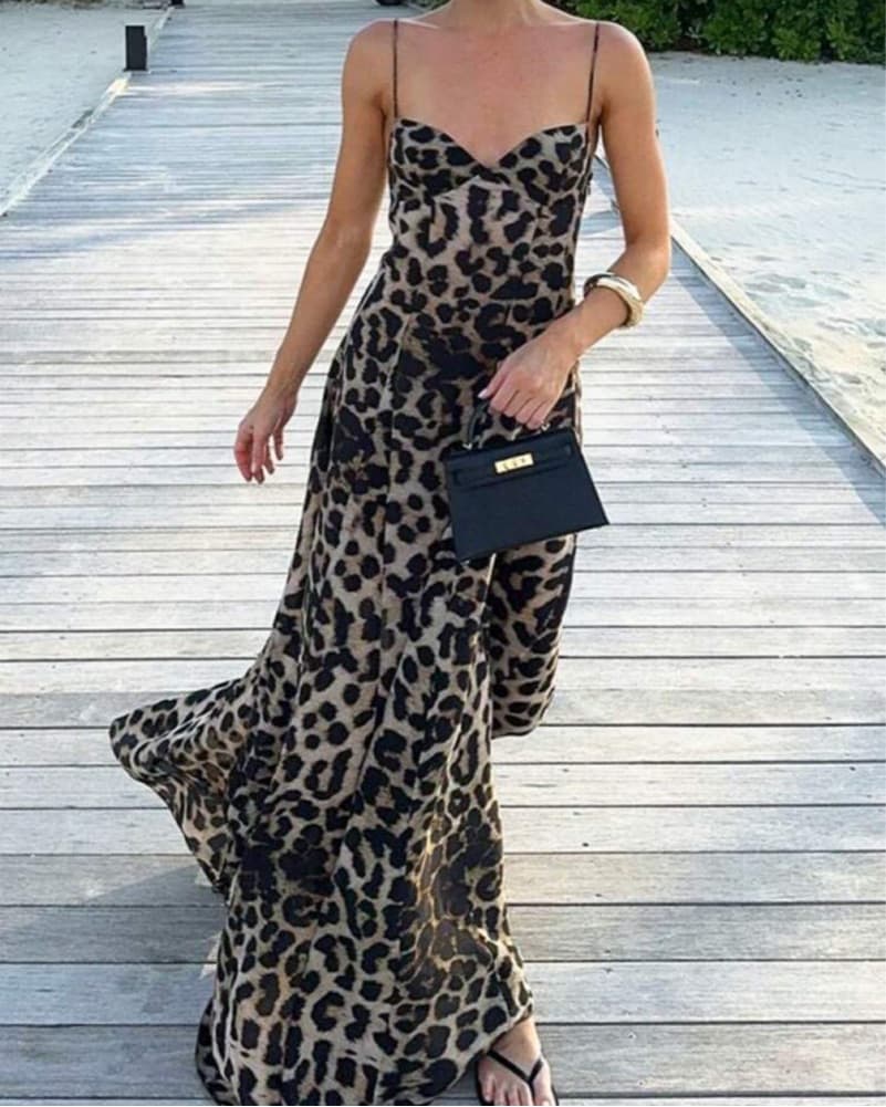 Luxurious Leopard Print Maxi Dress - Image 1