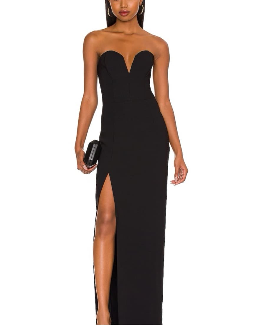 Amanda Uprichars Strapless Black Gown - Image 1