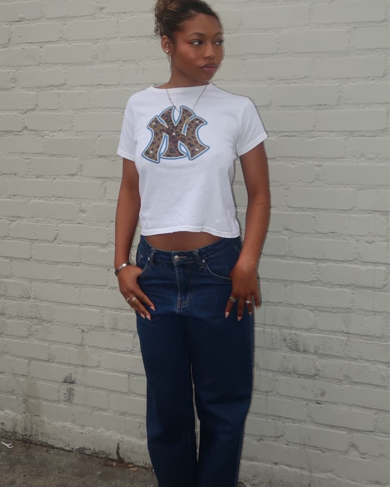 Leopard Print NY Yankees Crop Top - Image 2