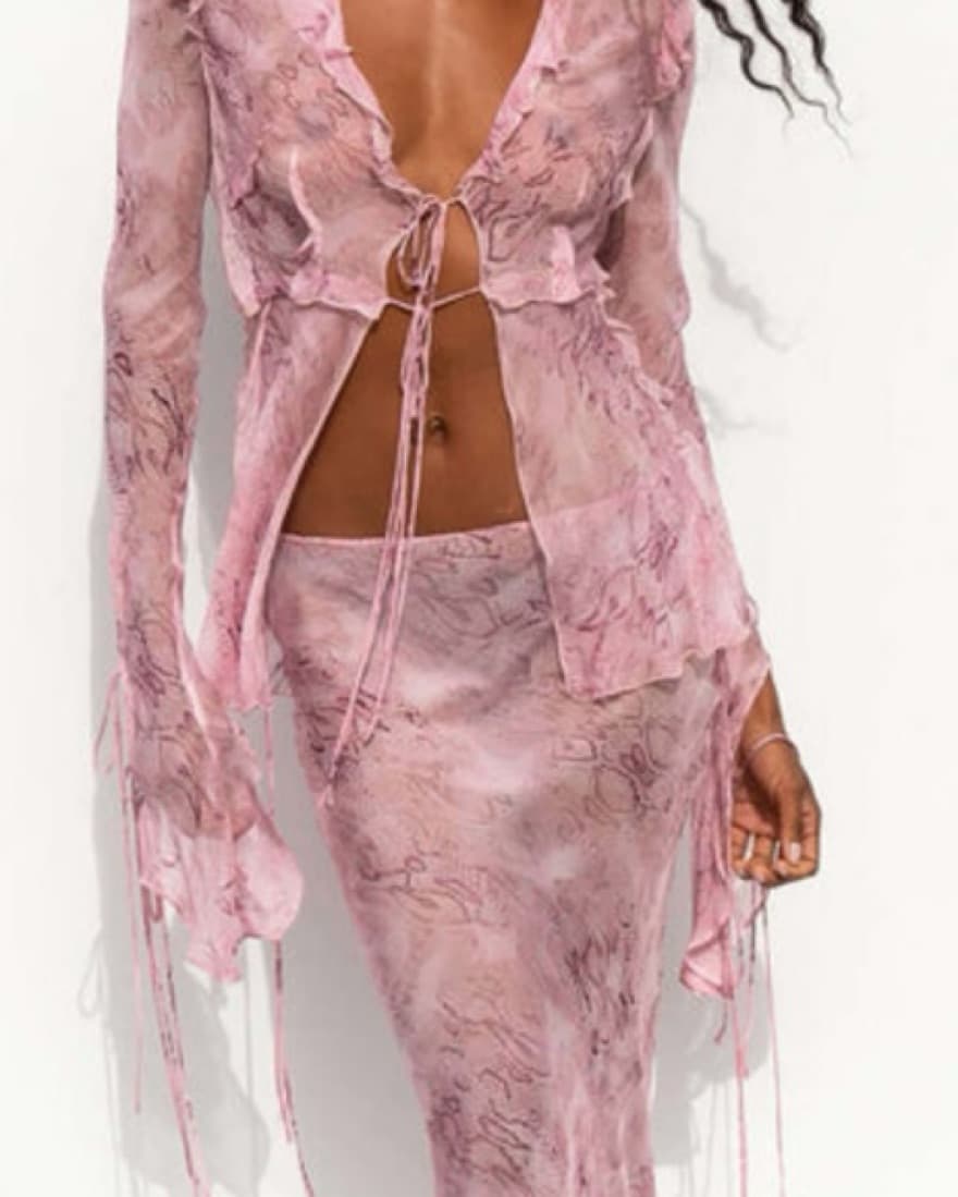 Cobra Tie Blouse - Pink - Image 4