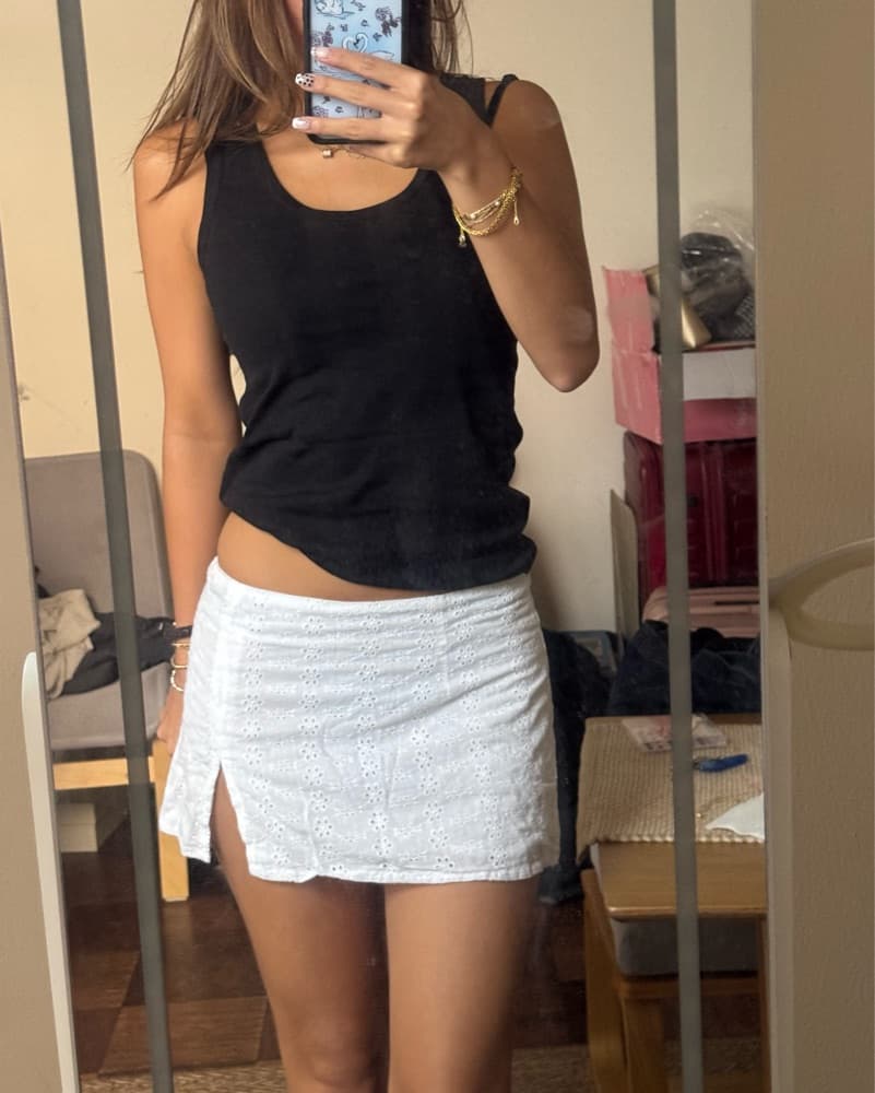 Peppermayo White eyelet Mini Skirt - Image 1