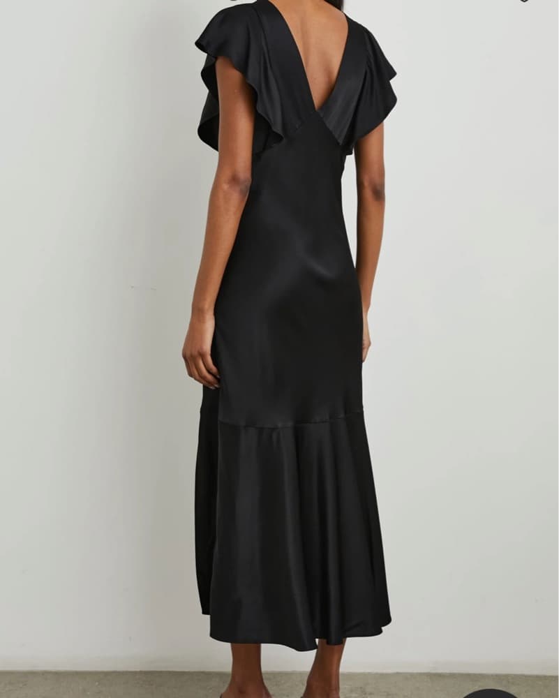 The Dina Satin Midi Dress in Black - Image 2