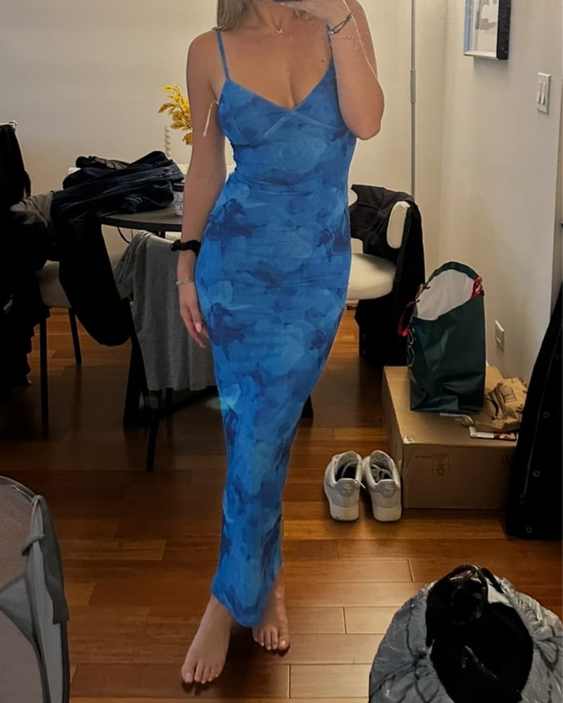 Blue Floral Maxi Dress - Image 1