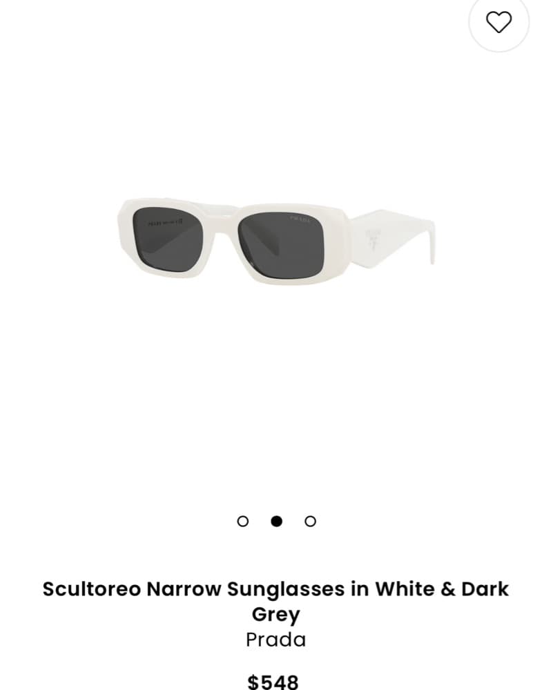 Chic Narrow Sunglasses in White & Dark Gray - Image 1