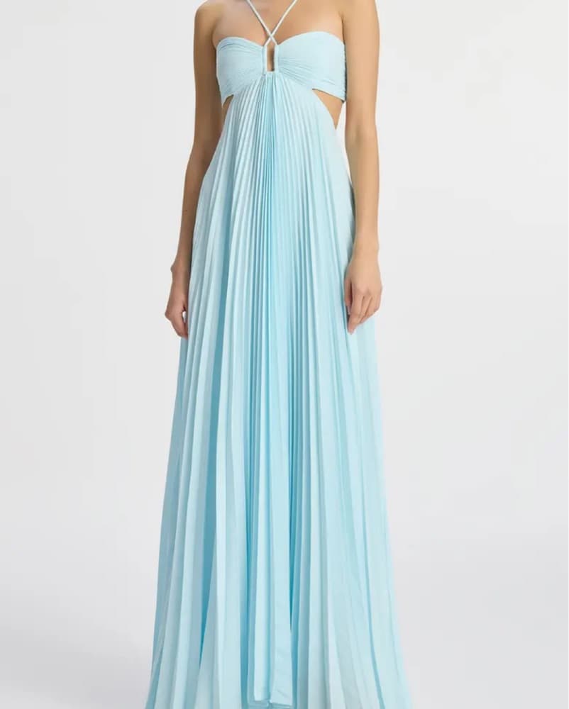 A.L.C Moira Satin Pleated Maxi Dress - Image 5