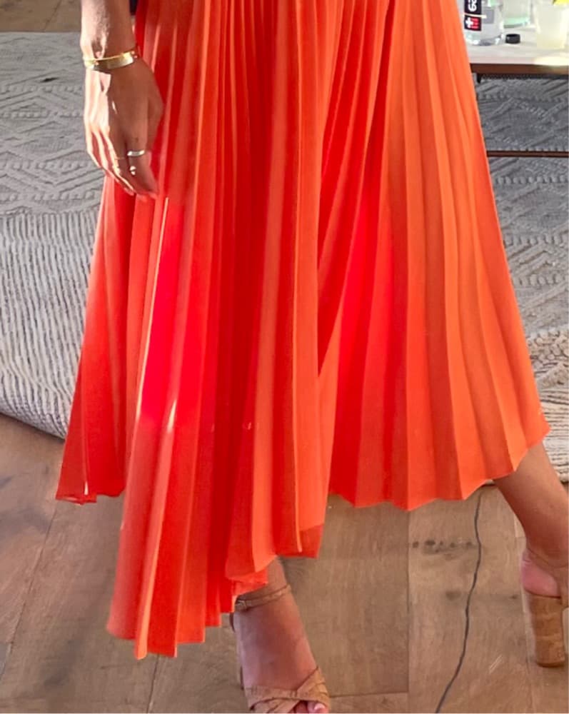 ALC Orange Pleated midi dress  - Image 2