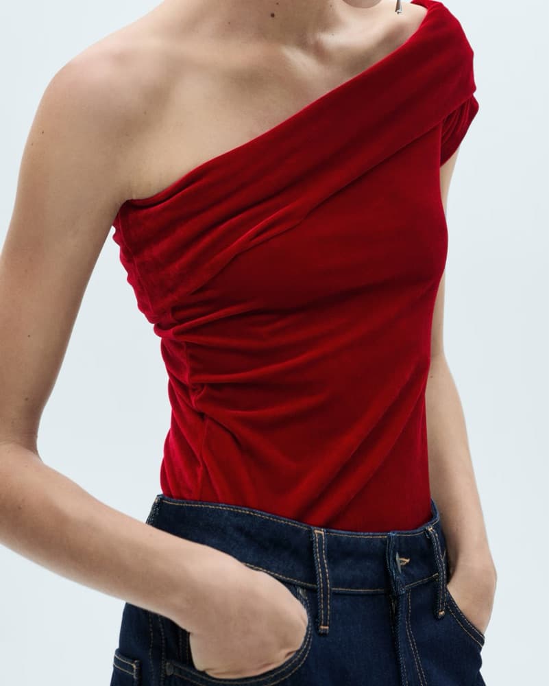 MANGO Red Velvet Bodysuit - Image 1