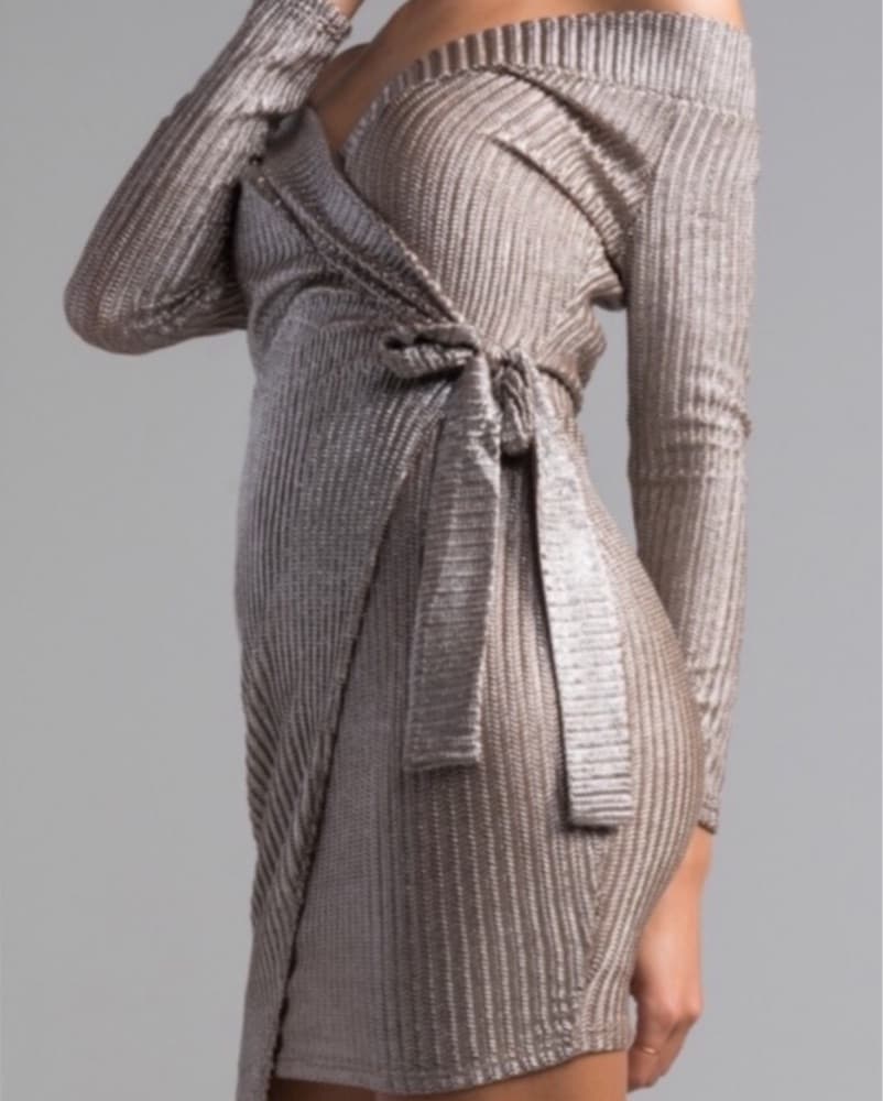 Akira Metallic Wrap Dress - Image 4