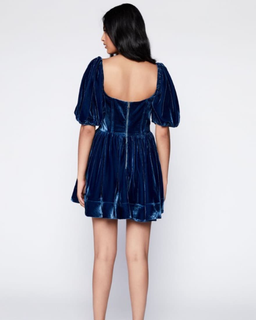 Bardot Cobalt Velour Corset Mini Dress - Image 4