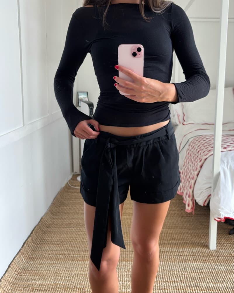 Black Low Waisted Micro Shorts - Image 3