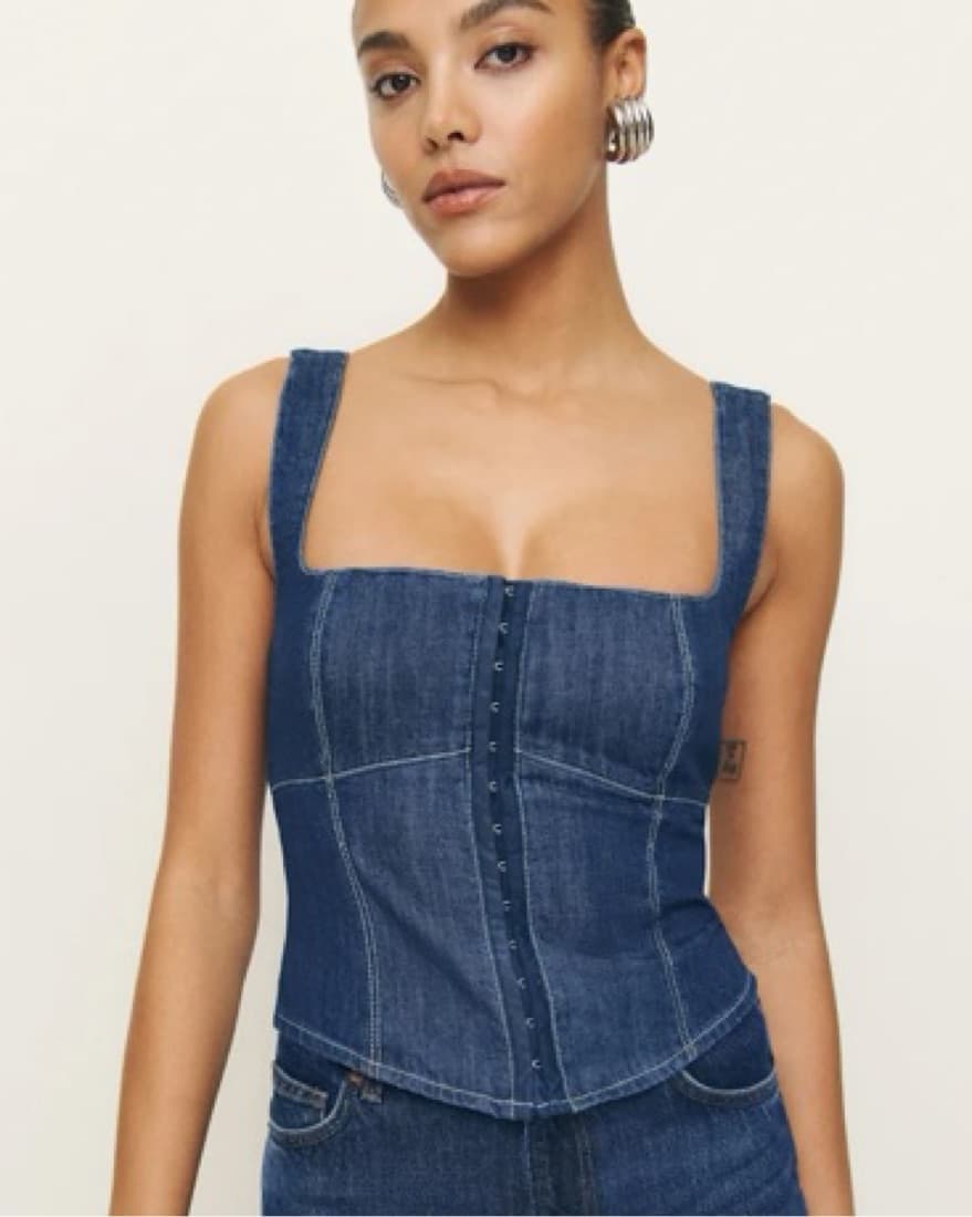 Reformation Tagliatelle Denim Top - Image 1