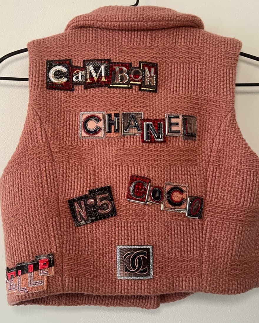 Pink Tweed Chanel Vest With Embroidery - Image 2