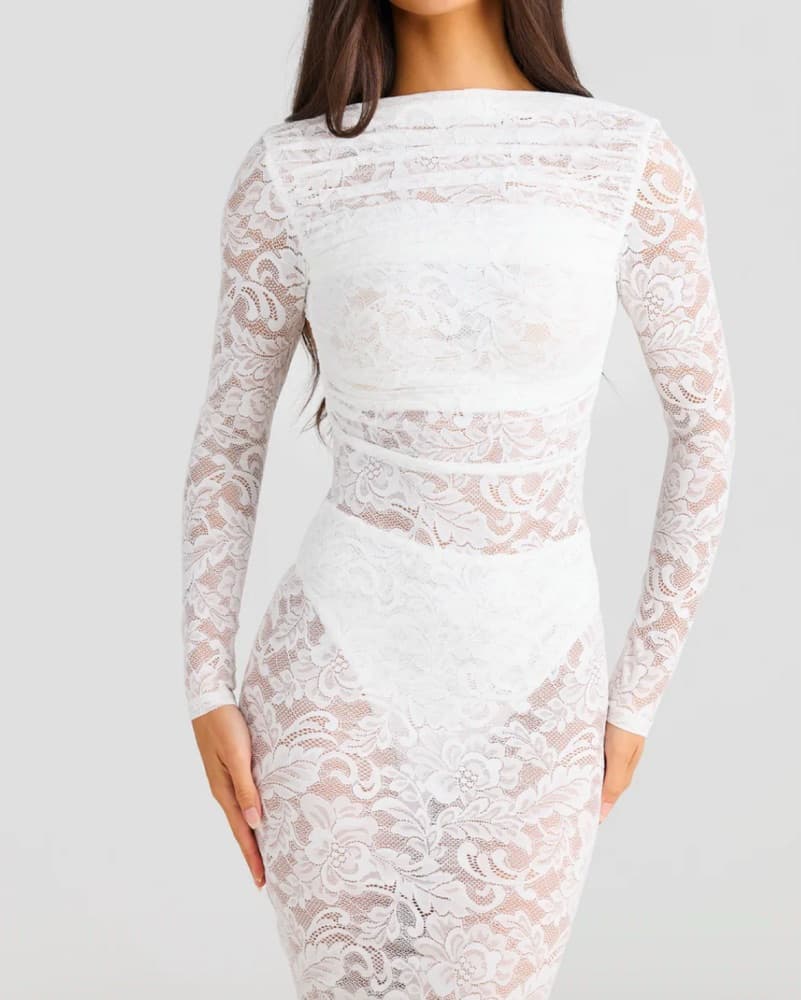 Open Back White Maxi Dress - Image 2