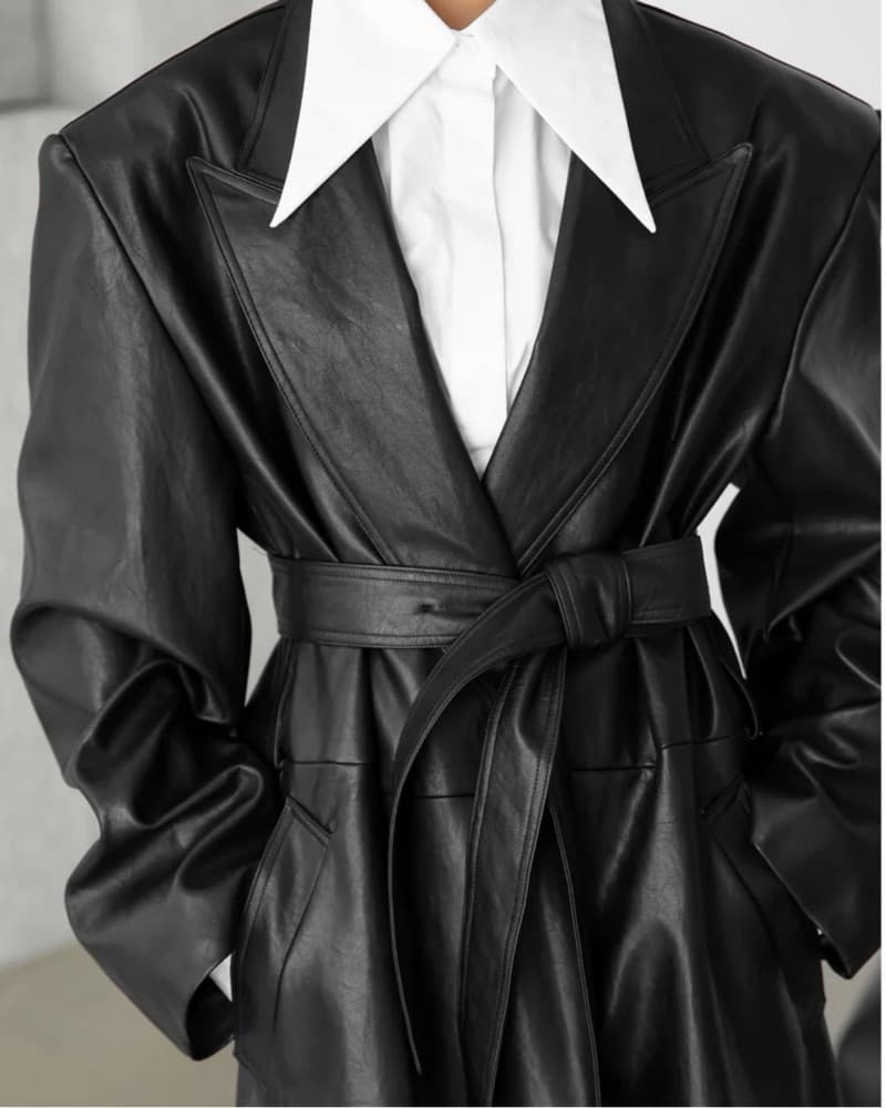 Frankie Shop Connie Belted Leather Coat - Image 3