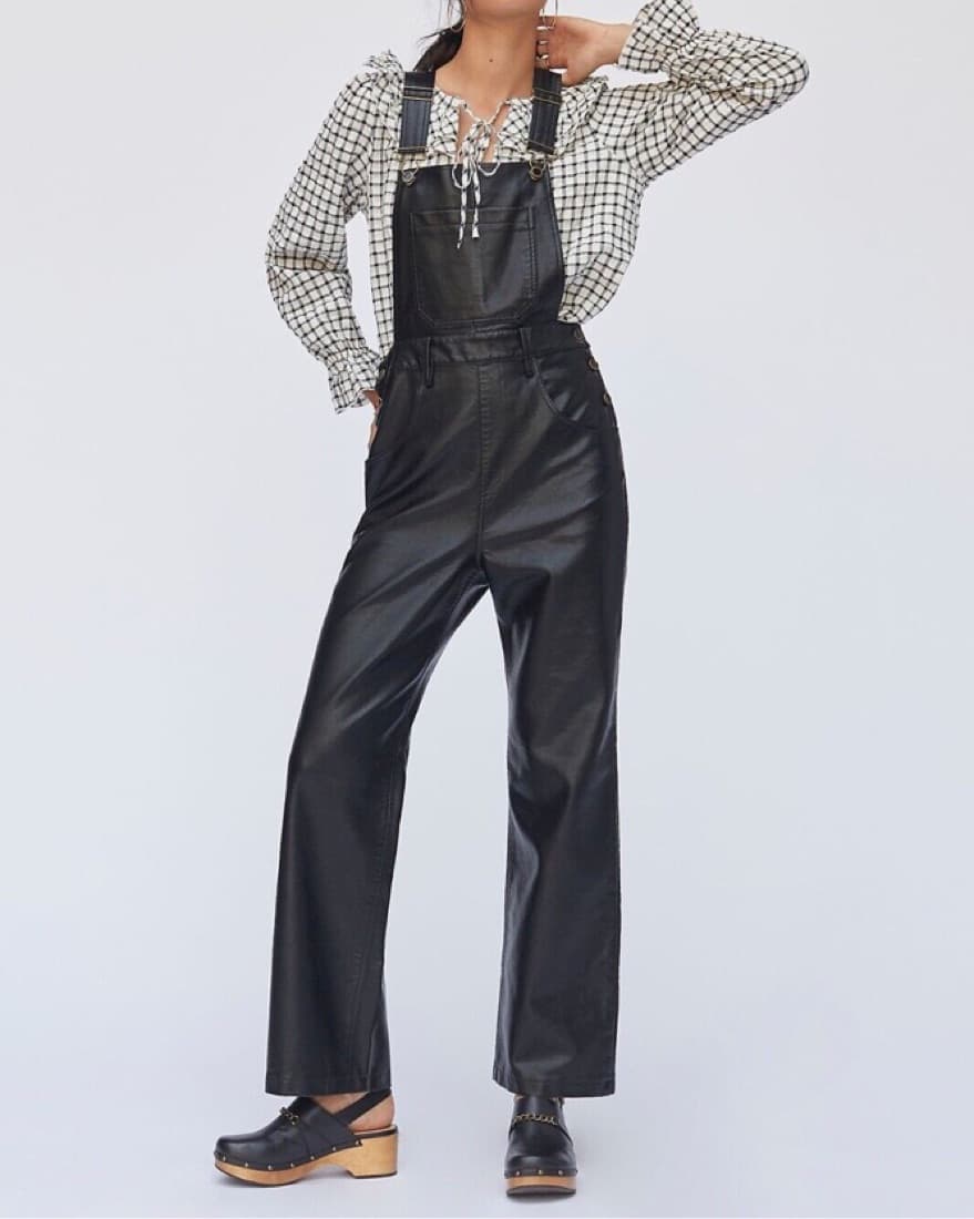 Avec Les Filles Faux Leather Overalls - Image 1