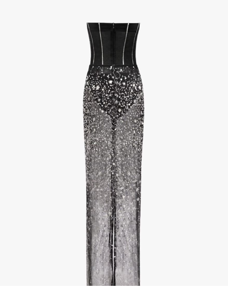Milla Crystal-covered black maxi dres - Image 3