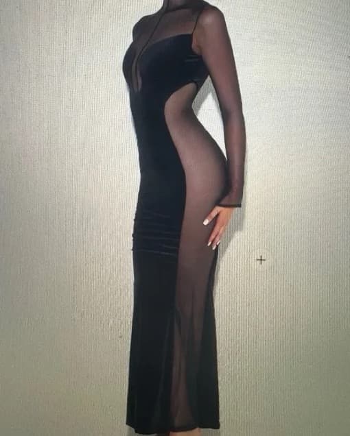 Velvet & Sheer Midi dress - Image 4